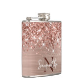 Glitterende Roze Gouden Glam Monogram Heupfles (Rechts)