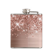 Glitterende Roze Gouden Glam Monogram Heupfles (Achterkant)