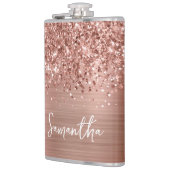 Glitterende Roze Gouden Glam Naam Heupfles (Links)