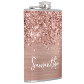 Glitterende Roze Gouden Glam Naam Heupfles (Rechts)