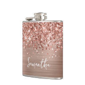 Glitterende Roze Gouden Glam Naam Heupfles (Links)
