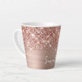 Glitterende Roze Gouden Glam Naam Latte Mok (Linkerhoek)