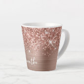 Glitterende Roze Gouden Glam Naam Latte Mok (Rechterhoek)