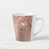 Glitterende Roze Gouden Glam Naam Latte Mok (Rechts)