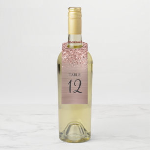 Glitterende Roze Gouden Glam Tafelnummer Flessenhanger