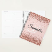 Glitterende Roze Gouden Glitter Blush Fancy Monogr Planner (Display)