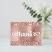 Glitterende roze gouden leuke harten sweet 16 beda briefkaart (Staand voorkant)