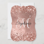Glitterende Roze Gouden Monogram 40e Verjaardag Kaart (Achterkant)