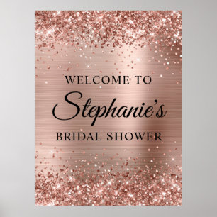Glitterende Roze Gouden Nep Folie Bruiloft Feest W Poster