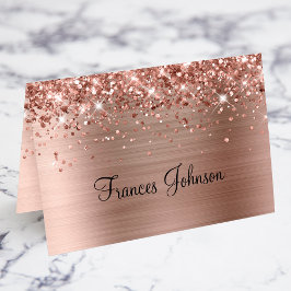 Glitterende Roze Gouden Persoonlijke Naambordjes Kaart
