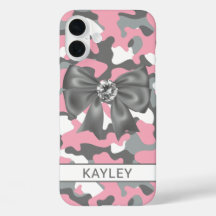 Glitterende Roze Grijs Camouflage Persoonlijk