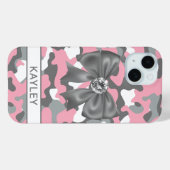 Glitterende Roze Grijs Camouflage Persoonlijk Case-Mate iPhone Case (Achterkant (horizontaal))