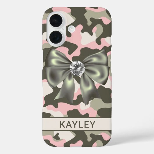 Glitterende Roze Groene Camouflage Gepersonaliseer Case-Mate iPhone Case (Achterkant)