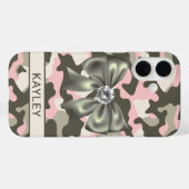 Glitterende Roze Groene Camouflage Gepersonaliseer Case-Mate iPhone Case (Achterkant (horizontaal))