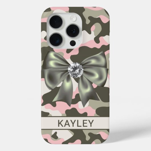Glitterende Roze Groene Camouflage Persoonlijk Case-Mate iPhone Case (Achterkant)