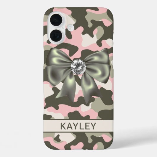 Glitterende Roze Groene Camouflage Persoonlijk Case-Mate iPhone Case (Achterkant)