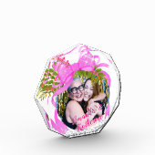 Glitterende Roze Lint Kerstfoto Fotoblokken (Links)