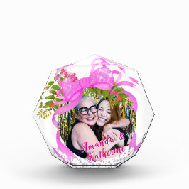 Glitterende Roze Lint Kerstfoto Fotoblokken