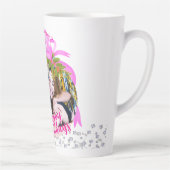 Glitterende Roze Lint Kerstfoto Latte Mok (Rechts)