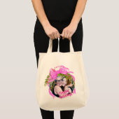 Glitterende Roze Lint Kerstfoto Tote Bag (Voorkant (product))