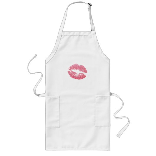 Glitterende Roze Lippen Lang Schort (Voorkant)
