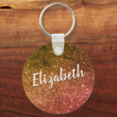 Glitterende Roze Nevel Gepersonaliseerde Naam Sleu Sleutelhanger (Achterkant)