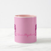 Glitterende roze olifant nepsparkels op roze mok (Midden)