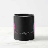 Glitterende roze Olifant nepsparkling op zwart Mok (Midden)