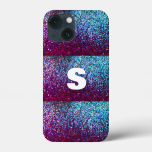 Glitterende roze paarse ombre abstract monogram Case-Mate iPhone case