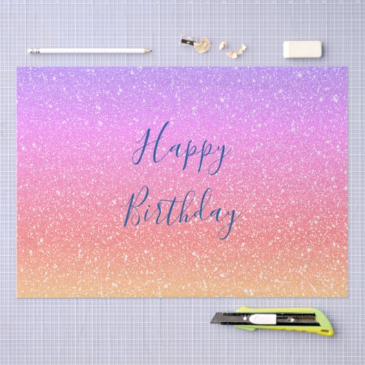 Glitterende Roze Paarse Ombre Kleurrijke Verjaarda Tissuepapier (Craft)