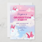 Glitterende roze paarse vlinder afstuderen  kaart (Voorkant)