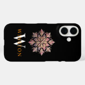 Glitterende Roze Sneeuwvlok Elegantie Monogram Zwa Case-Mate iPhone Case (Achterkant (horizontaal))