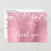 Glitterende Roze Sweet 16 Harten Bedankt Briefkaart (Voorkant / Achterkant)