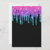 Glitterende Roze Teal Gradiënt Drip Zwarte Sweet 1 Kaart (Achterkant)