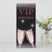 Glitterende Roze VIP Verjaardagsfeestje Kaart (Staand voorkant)