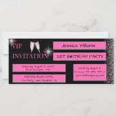 Glitterende Roze VIP Verjaardagsfeestje Kaart (Achterkant)