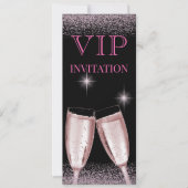 Glitterende Roze VIP Verjaardagsfeestje Kaart (Voorkant)