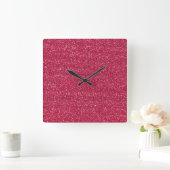 Glitterende Roze & Zilver Glitters Vierkante Klok (Huis)