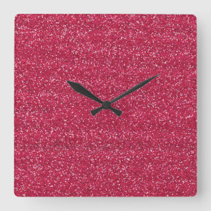Glitterende Roze & Zilver Glitters Vierkante Klok