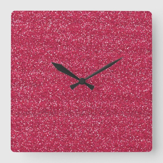 Glitterende Roze & Zilver Glitters Vierkante Klok (Voorkant)