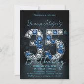 Glitterende saffier diamanten 35e verjaardagsfeest kaart (Voorkant)