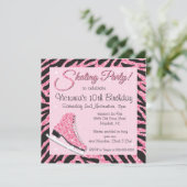 Glitterende schaatspartij-uitnodigingen met paille kaart (Staand voorkant)