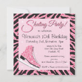 Glitterende schaatspartij-uitnodigingen met paille kaart (Voorkant)