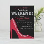 Glitterende Schoen, Bachelorette Feest Uitnodiging (Staand voorkant)