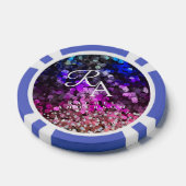 Glitterende Sequin Monogram Poker Chips (Enkel)