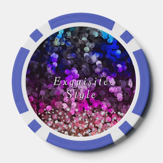 Glitterende Sequin Monogram Poker Chips (Achterkant)