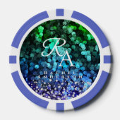 Glitterende Sequin Monogram Poker Chips (Voorkant)