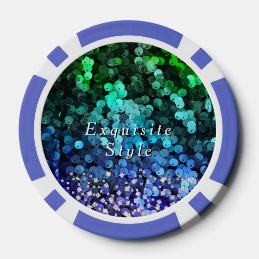Glitterende Sequin Monogram Poker Chips (Achterkant)
