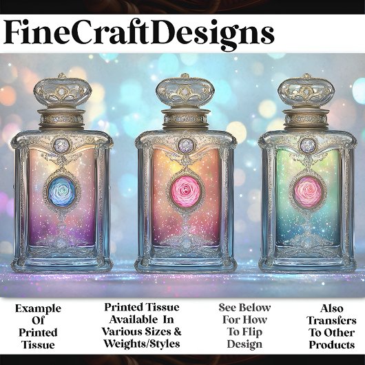Glitterende Sierlijke Parfumflesjes AF5 Decoupage Tissuepapier