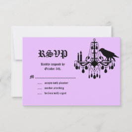 Glitterende skeletten RSVP paars Kaartje